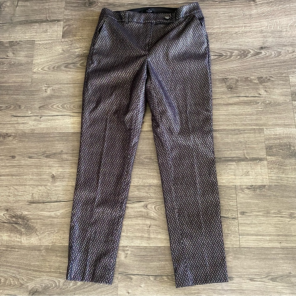 Whbm The Slim Ankle metallic jacquard pants size 4L